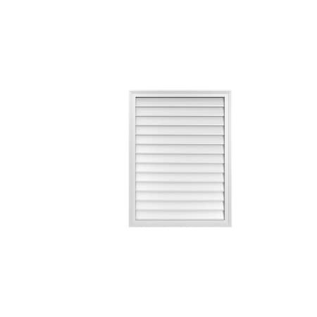 Ekena Millwork Vertical Surface Mount PVC Gable Vnt: Non-Functional, w/2"W x 1-1/2"H, Brickmould Frame, 30"W x 40"H GVPVE30X4002SN
